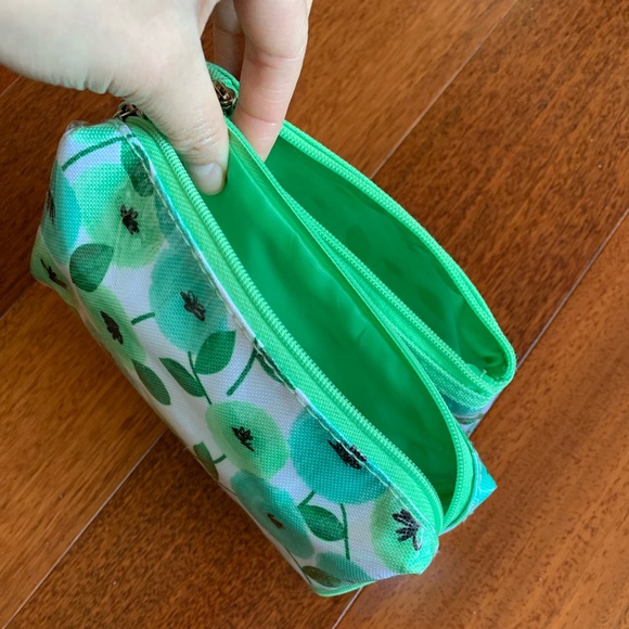 2 Pieces Double-Layer Bags/Pouches, Green Floral - Picture 5 of 16